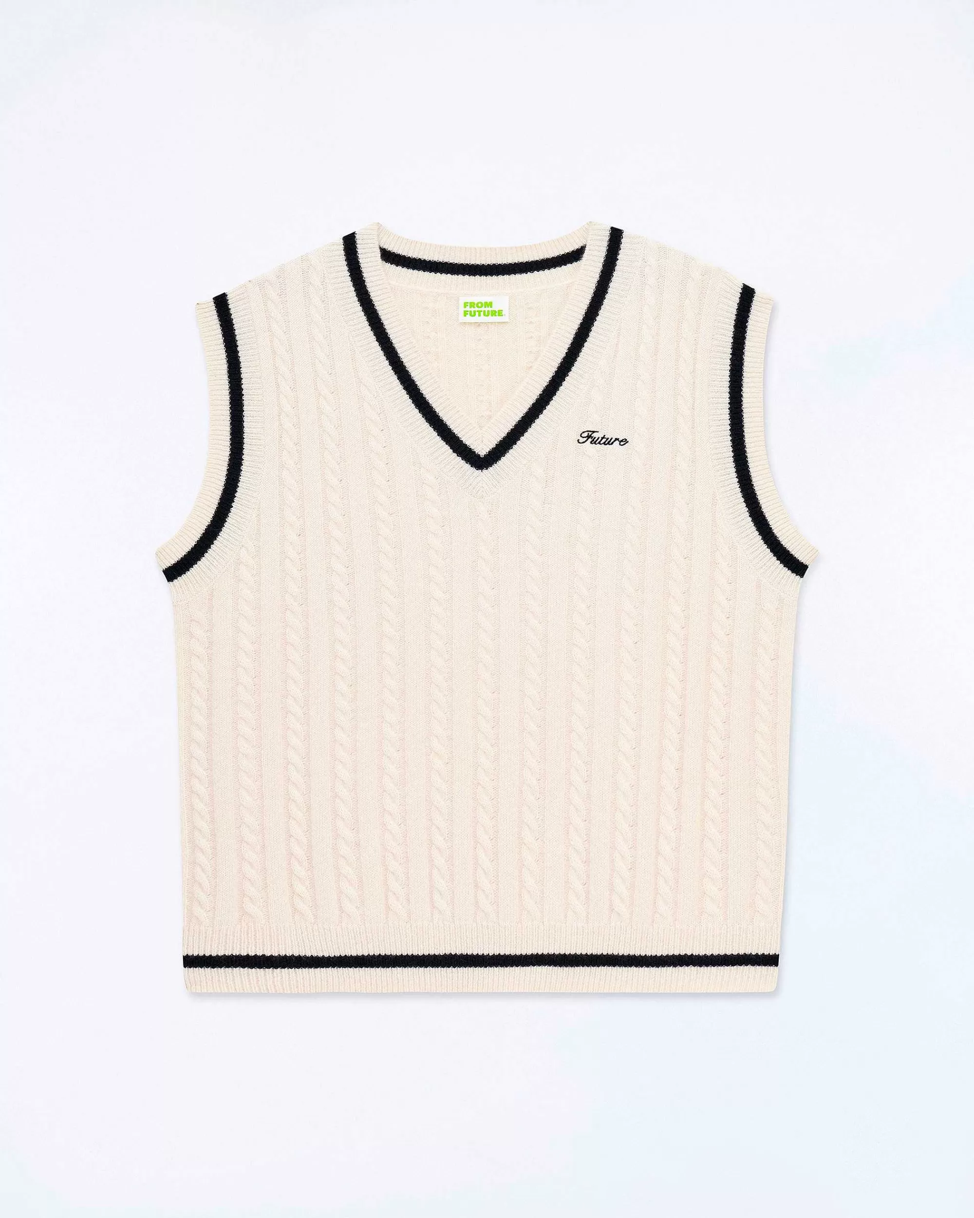 Discount FROM FUTURE Pull Sans Manche Col Polo Future Ecru
