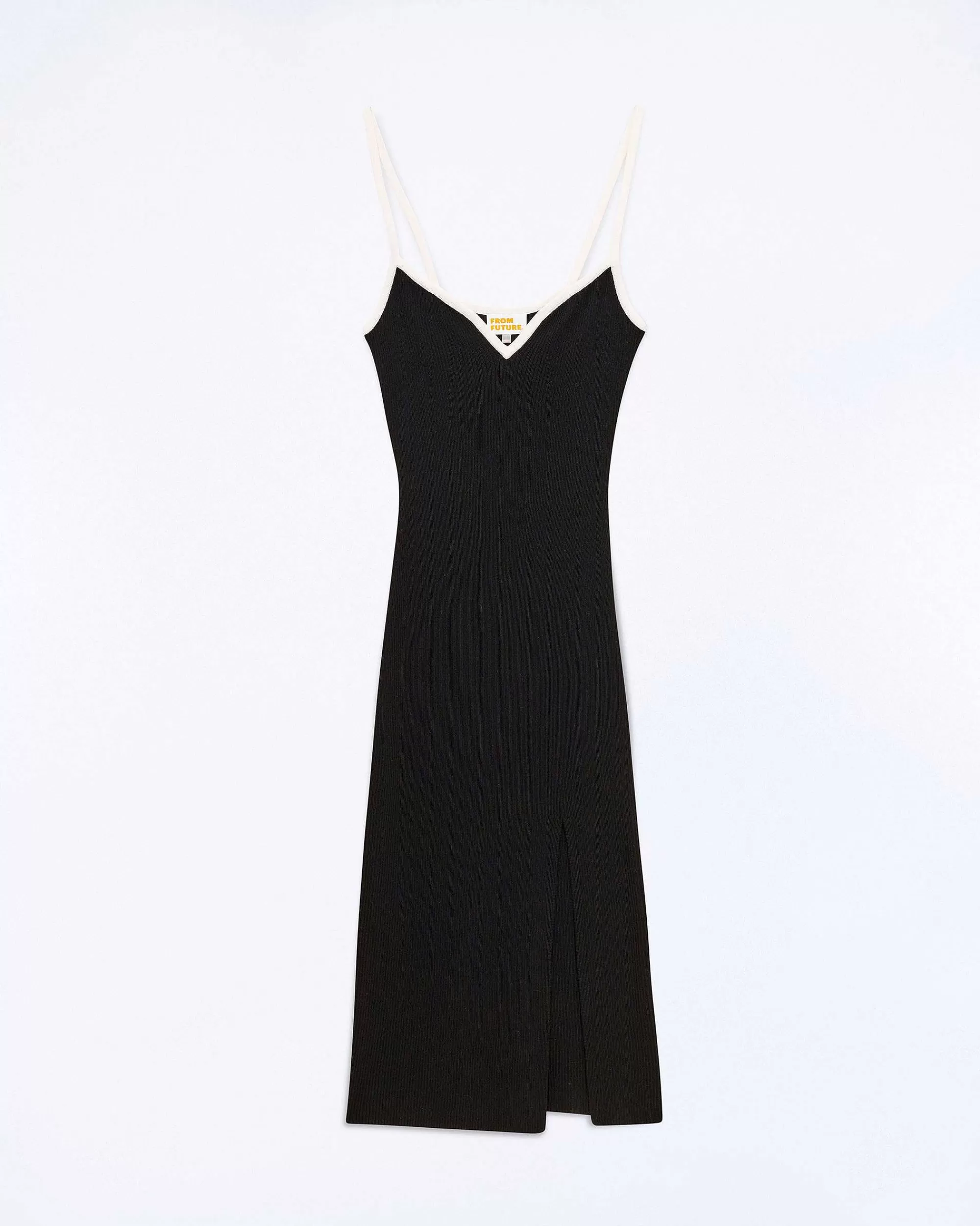 Store FROM FUTURE Robe Longue Bretelle Bicolore Noir