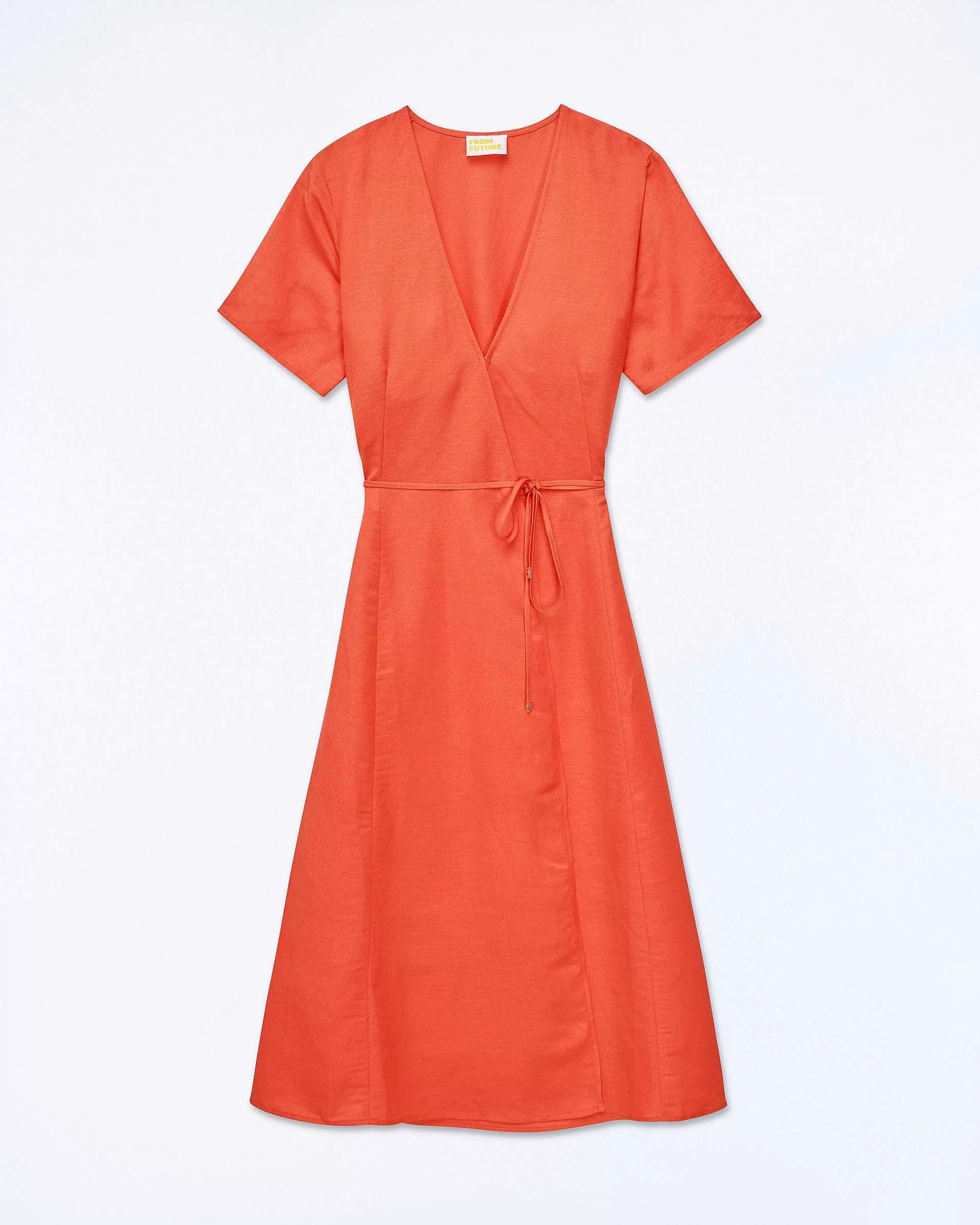 Outlet FROM FUTURE Robe Longue Manche Courte Evie Orange
