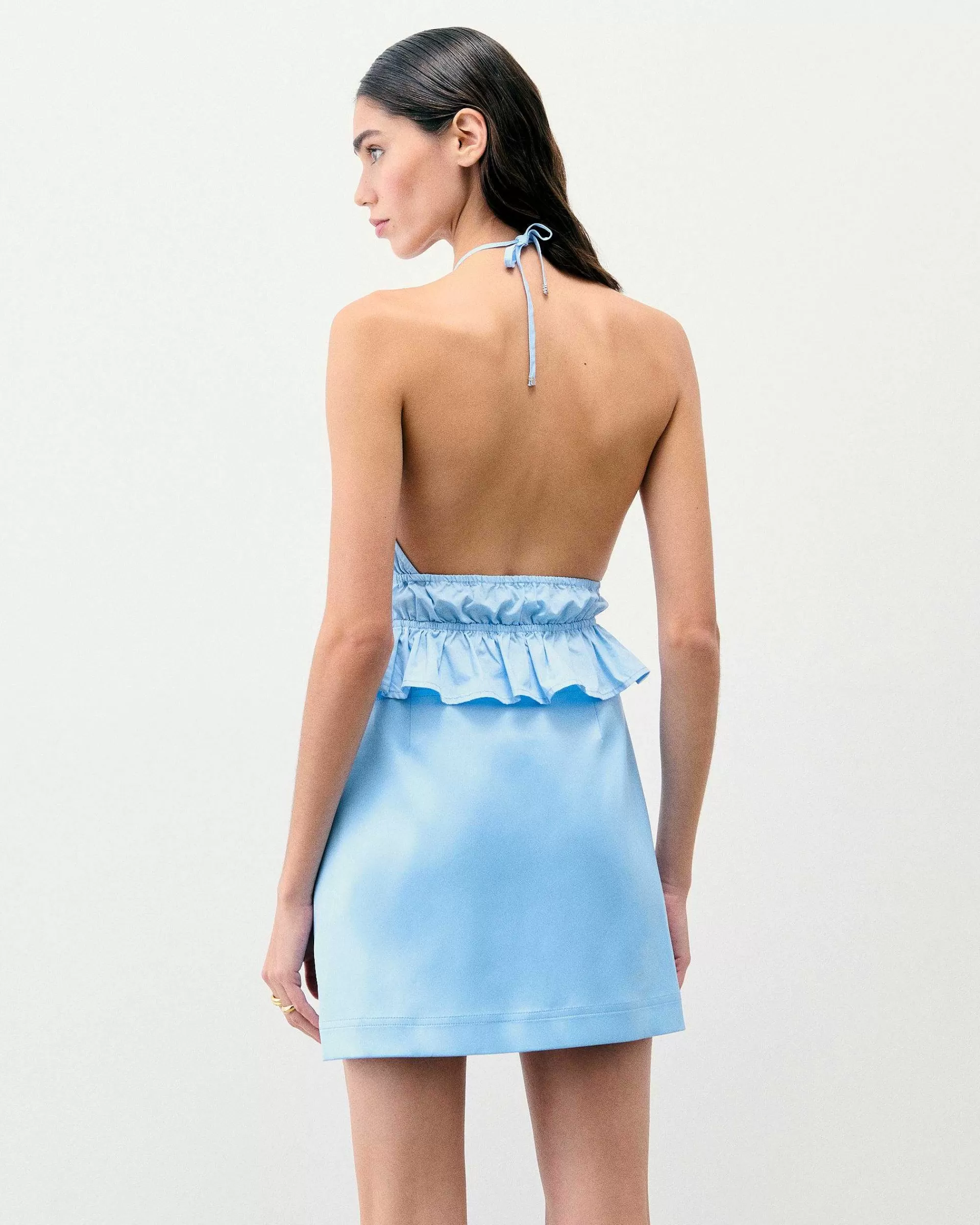Clearance FROM FUTURE Top Bretelle Popeline Baby Blue