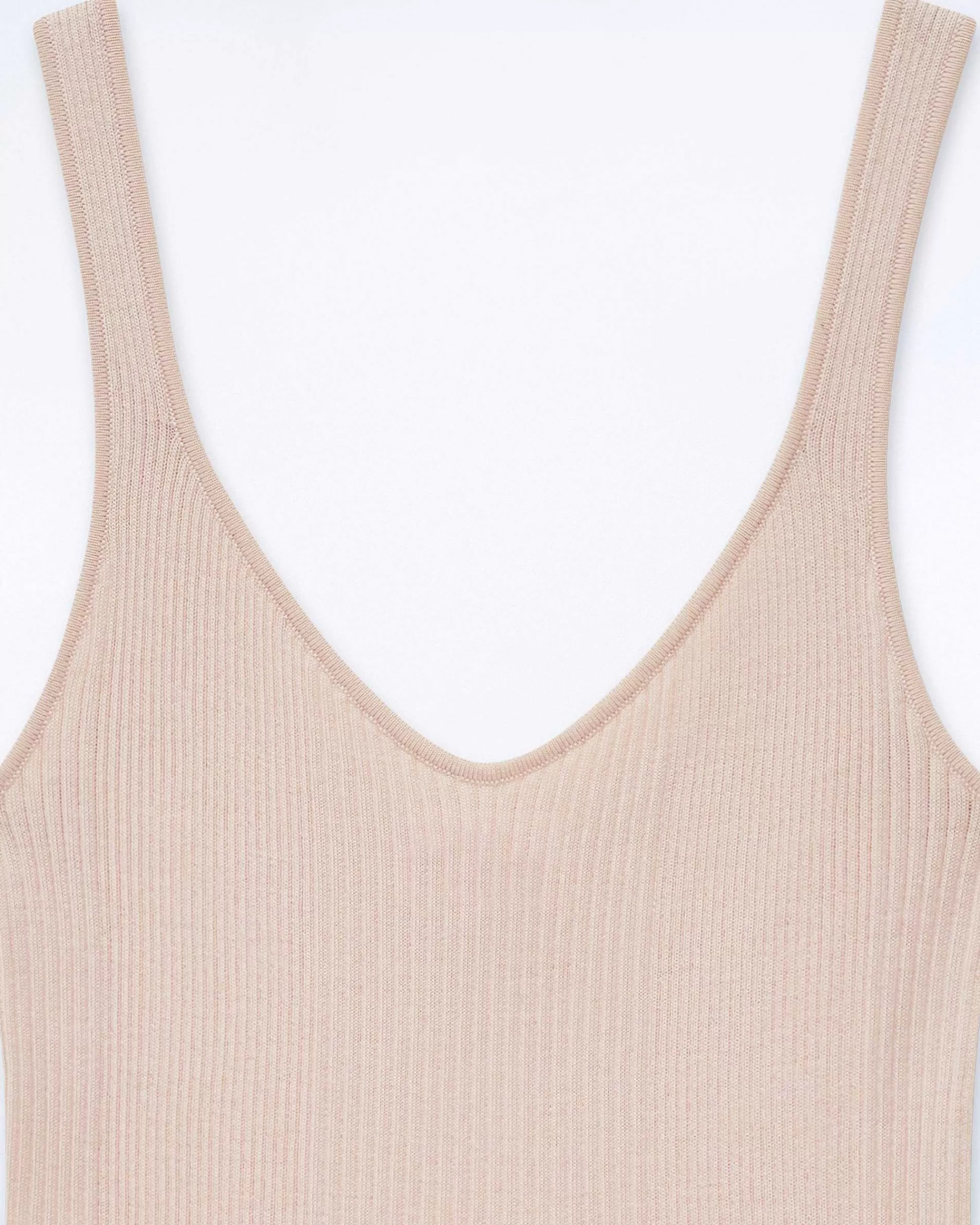 Hot FROM FUTURE Top Debardeur A Cotes Uni Light Beige