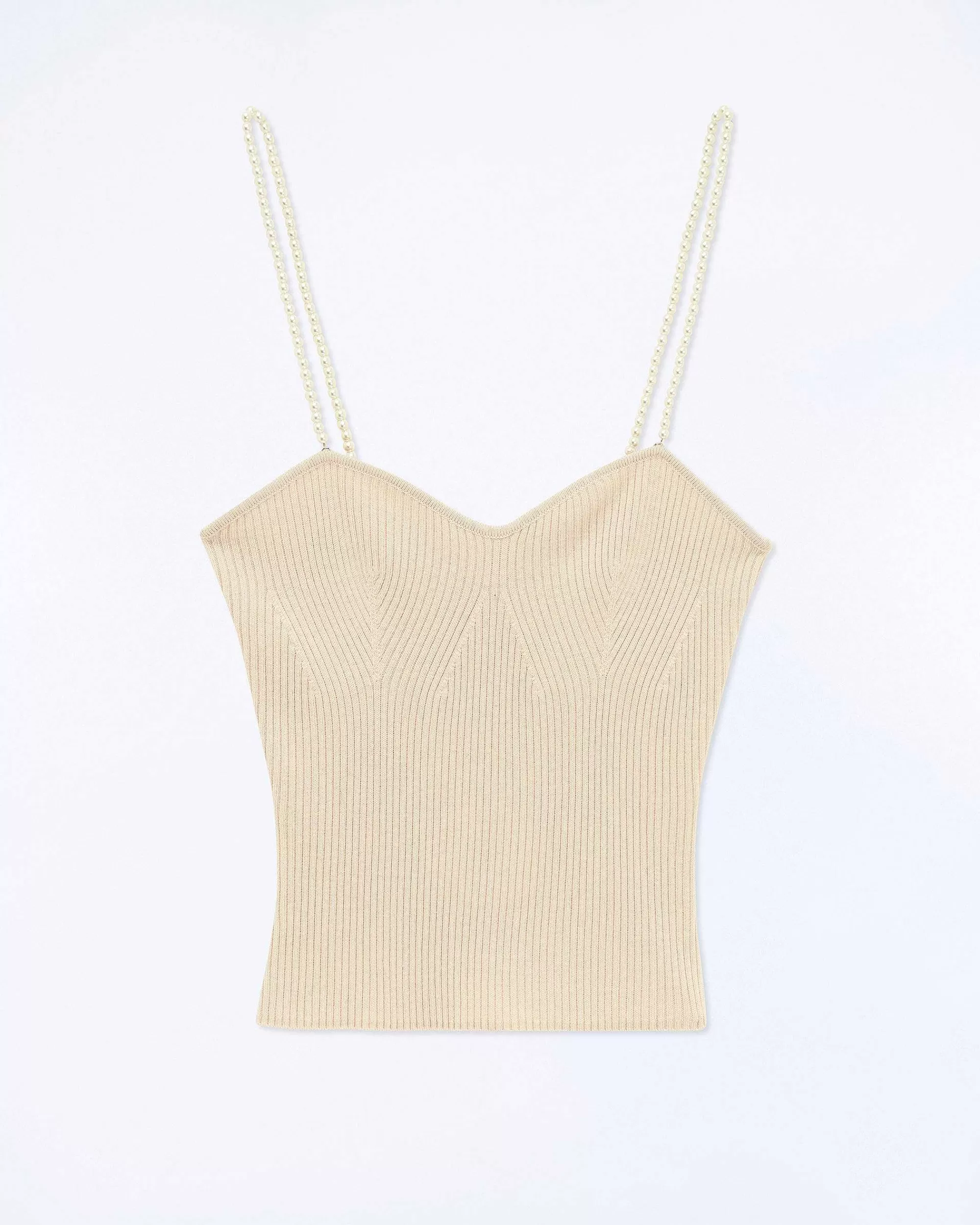Online FROM FUTURE Top Debardeur Bretelle Perle Light Beige