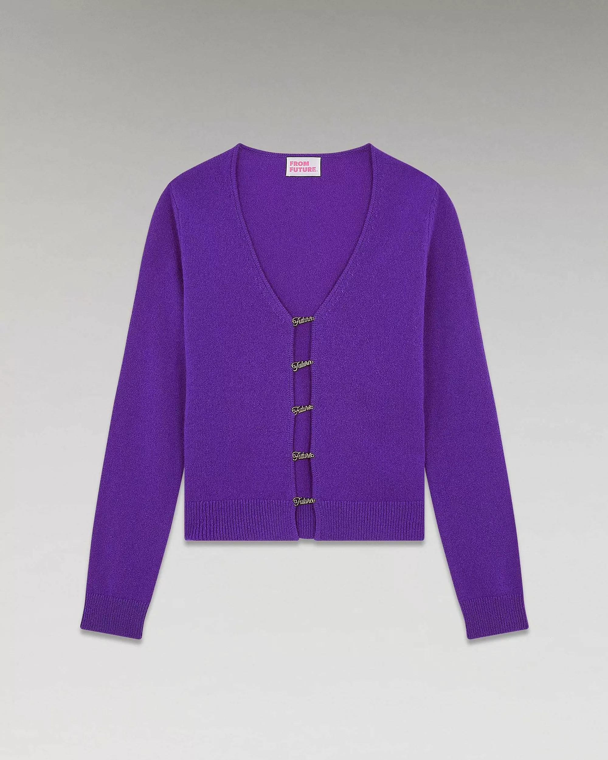 Cheap FROM FUTURE Top Manches Longues Boutons Violet Fluo