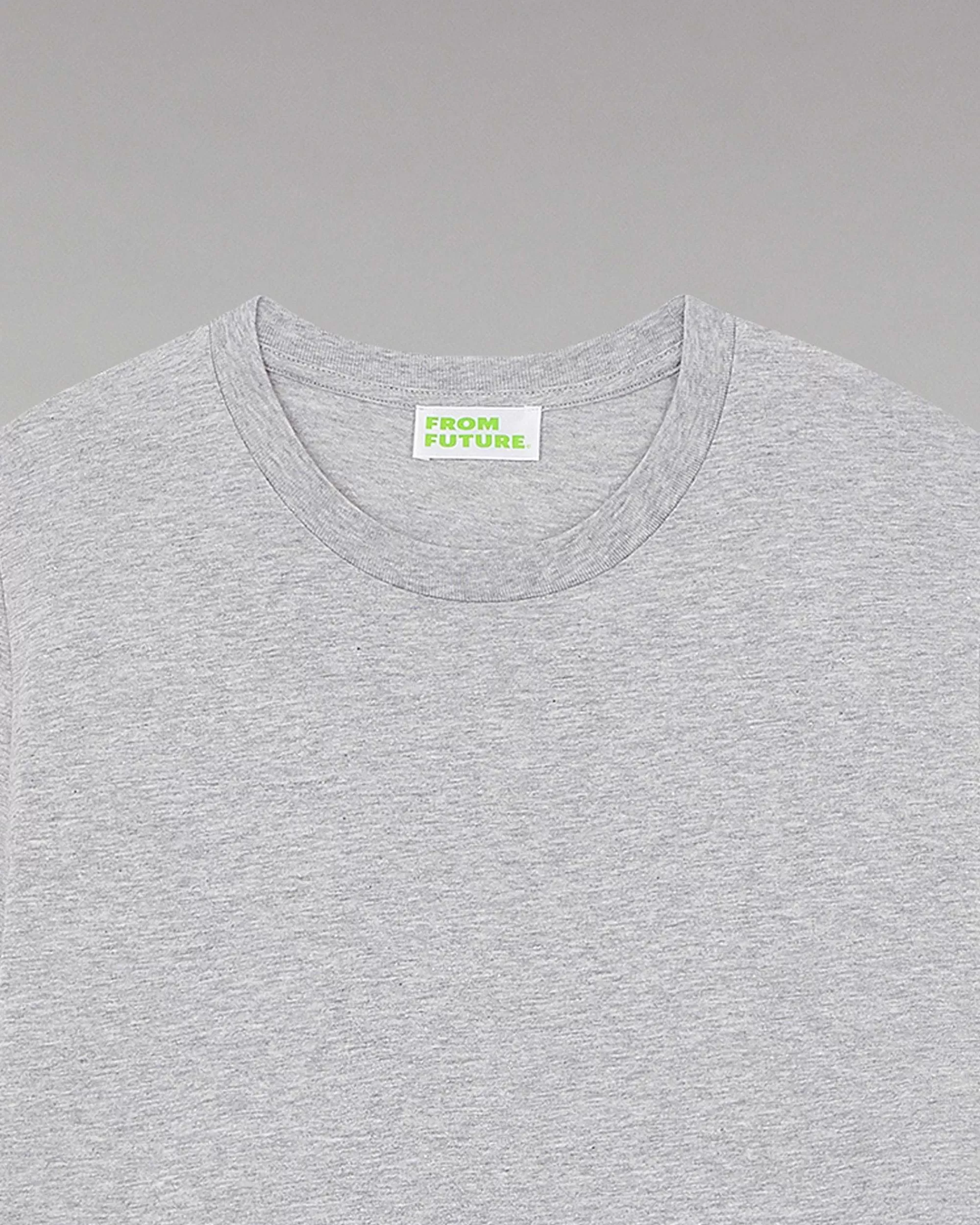 New FROM FUTURE T-Shirt Col Rond Boyfriend Gris Chine Clair