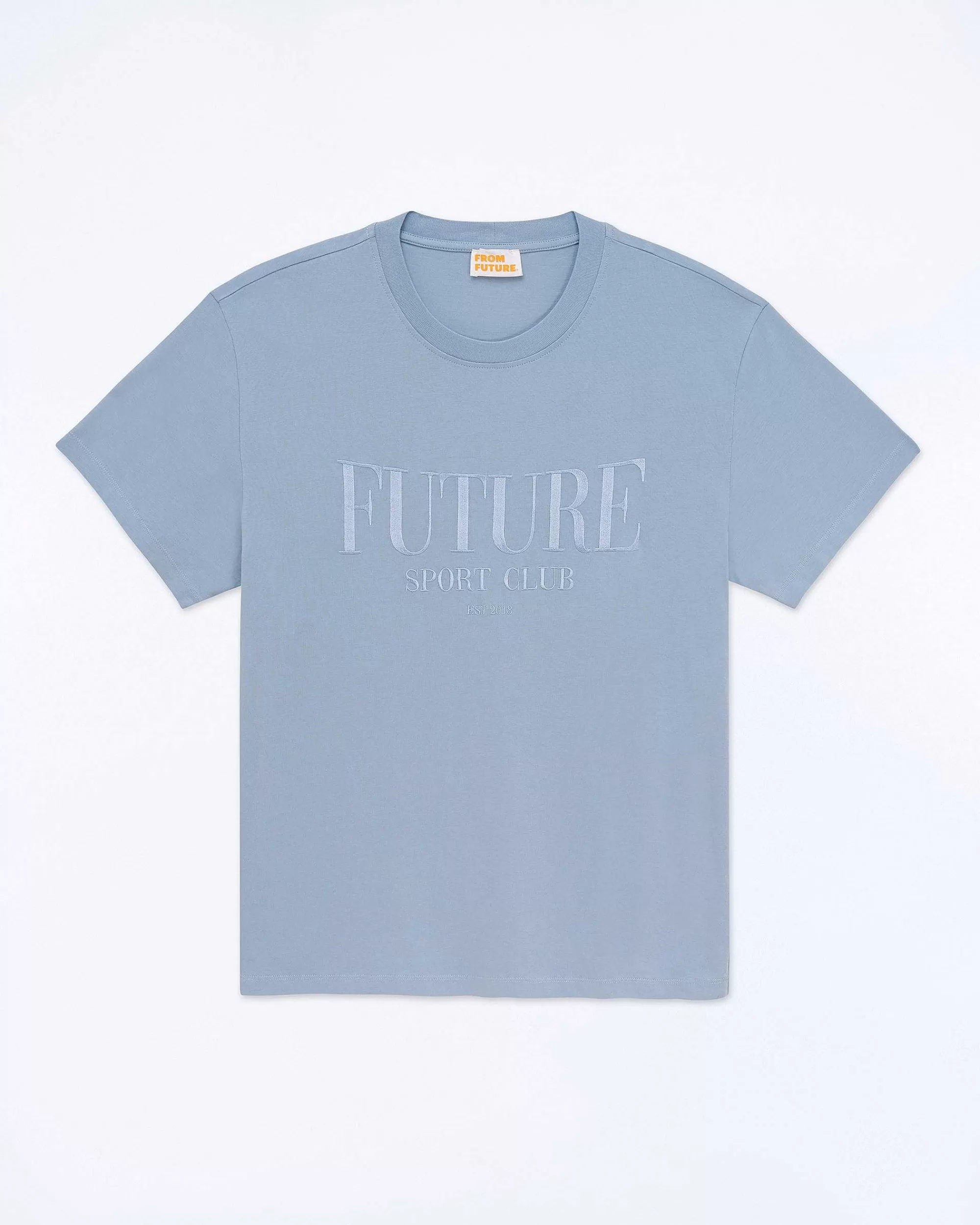 New FROM FUTURE T-Shirt Col Rond Future Ton Sur Ton Grey Blue