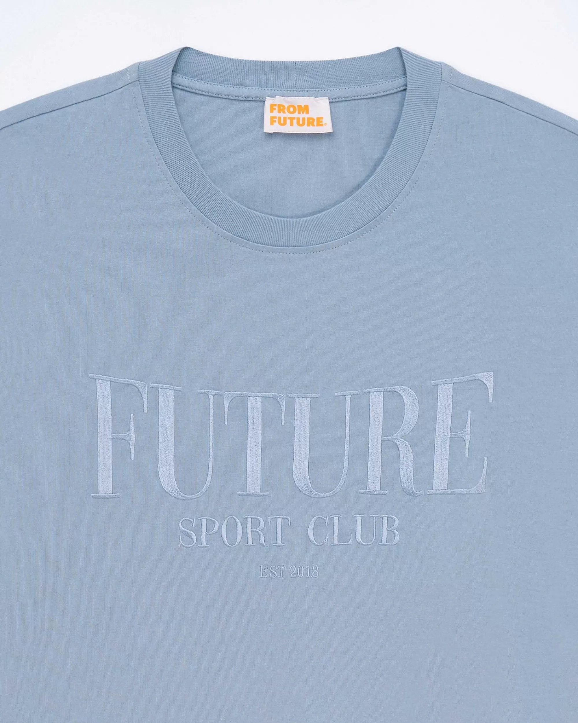 New FROM FUTURE T-Shirt Col Rond Future Ton Sur Ton Grey Blue