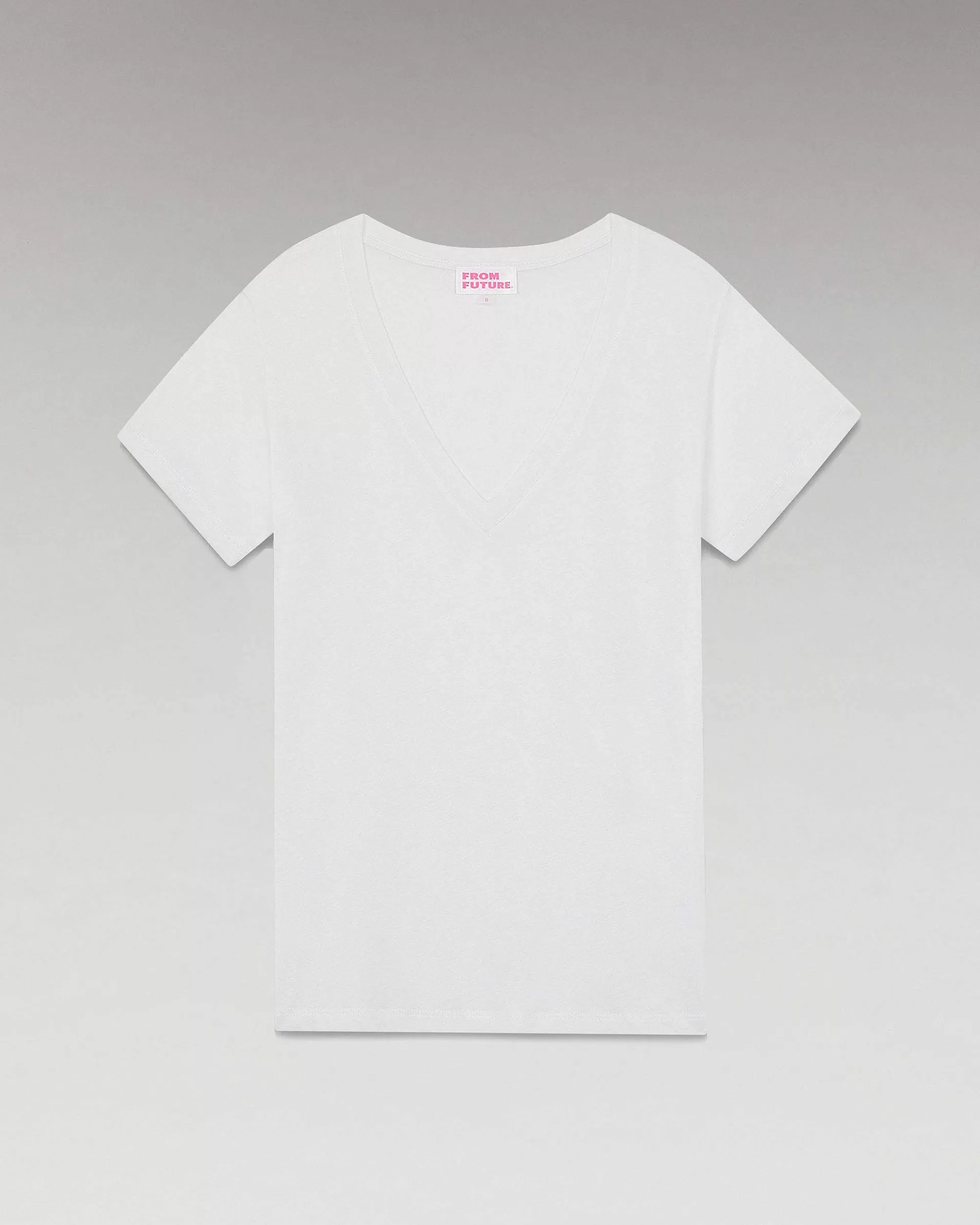 Cheap FROM FUTURE T-Shirt Col V Basique Blanc