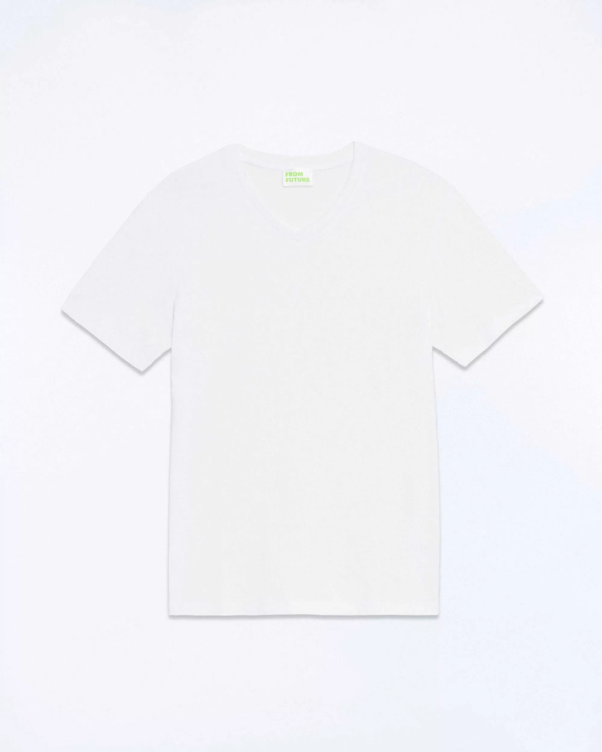 Discount FROM FUTURE T-Shirt Col V Manches Courtes Blanc