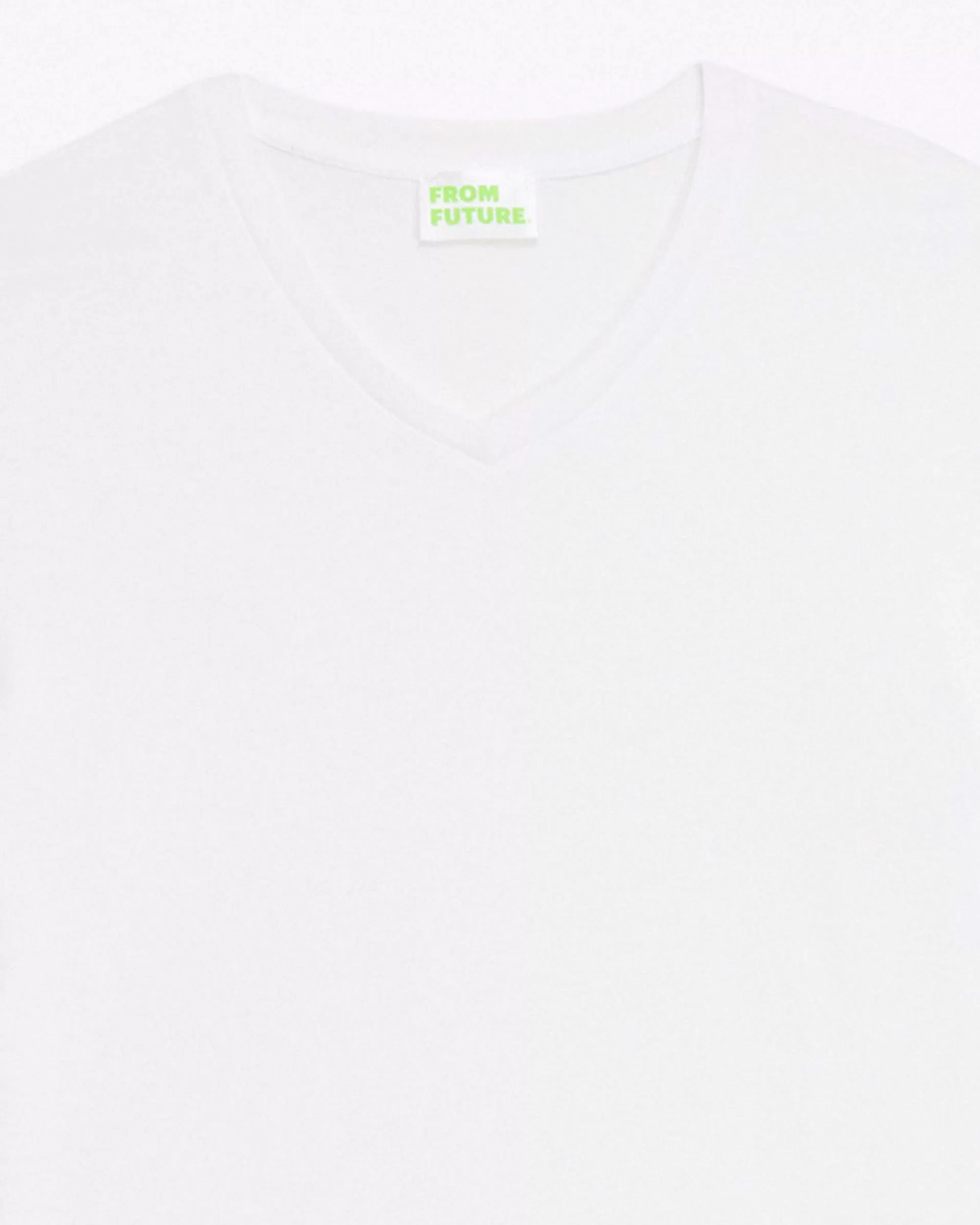 Discount FROM FUTURE T-Shirt Col V Manches Courtes Blanc